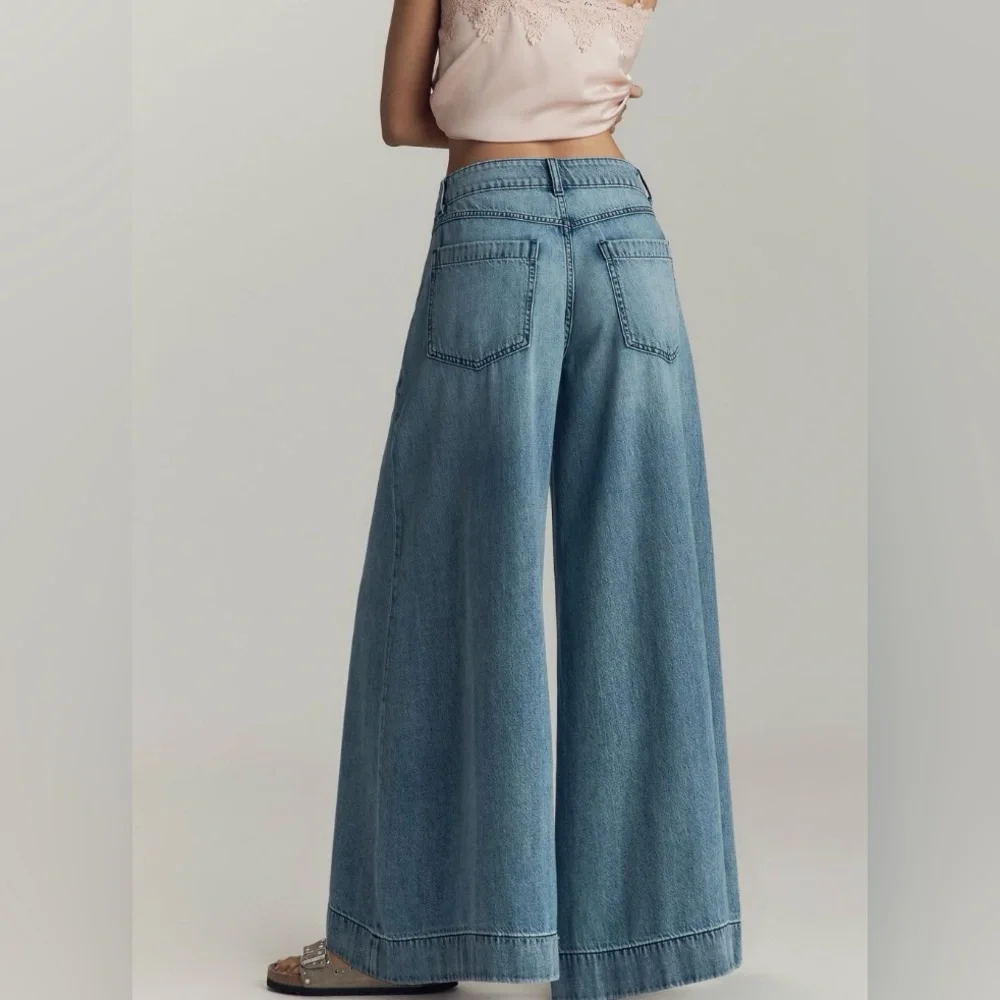 Pilcro Wide-Leg Blue Denim Jeans - Picture 2 of 8